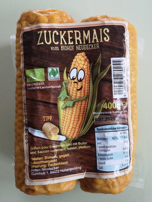 Produktfoto zu Zuckermais, 2 Stück vak. 400 g