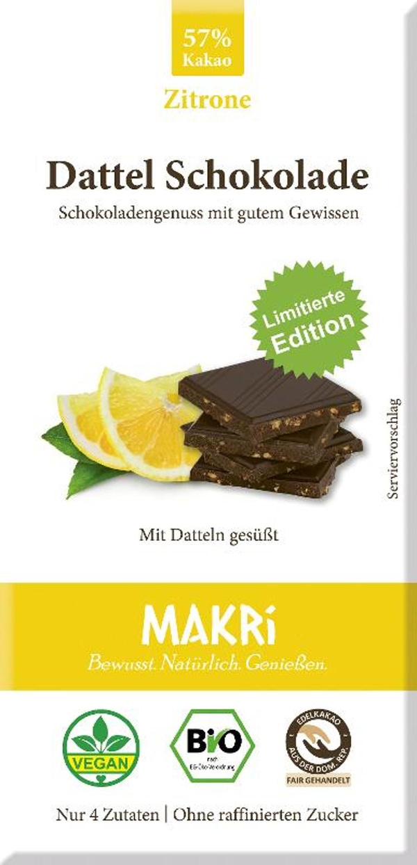 Produktfoto zu Dattel Schokolade Zitrone - limitierte Sommeredition!