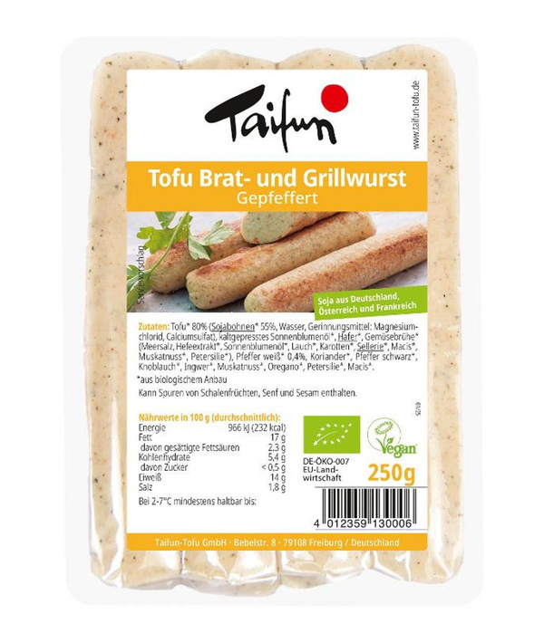 Produktfoto zu Tofu Brat - und Grillwurst gepfeffert (ehem. Tofu Grillknacker)