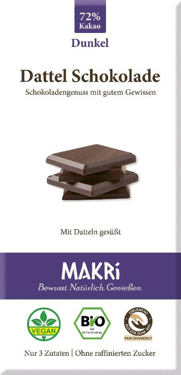 Produktfoto zu Dattel Schokolade Dunkel - Datteln + Kakao + sonst nix!