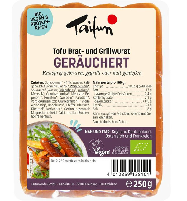 Produktfoto zu Tofu Brat-und Grillwurst geräuchert (ehem. Räucherknacker)