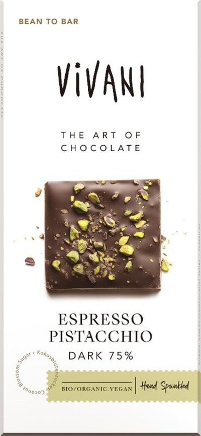 Produktfoto zu Schokolade Espresso Pistacchio Dark