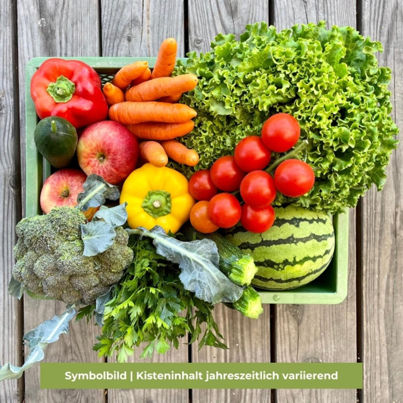Ökokisten mit Gemüse und Obst