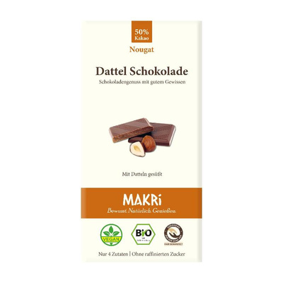 Produktfoto zu Dattel Schokolade Nougat - Datteln + Kakao + Haselnussmus + sonst nix!