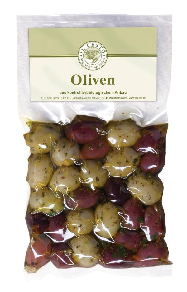 Produktfoto zu Olivenmix mariniert - Rohkostqualität mit Stein