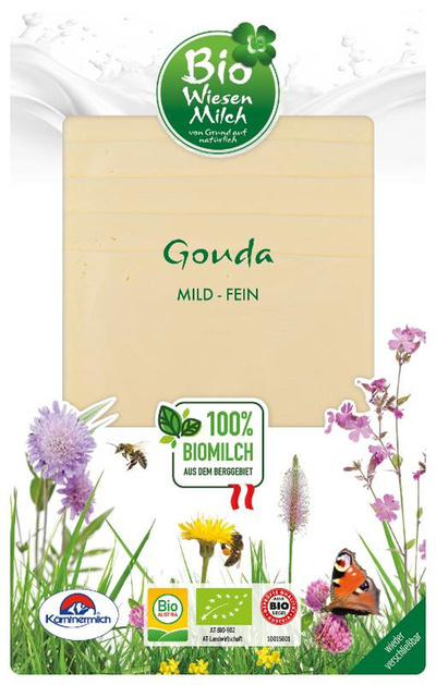 Produktfoto zu Bio Wiesenmilch Gouda mild in Scheiben