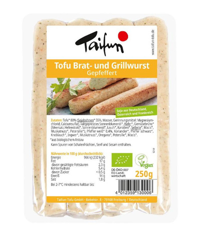 Produktfoto zu Tofu Brat - und Grillwurst gepfeffert (ehem. Tofu Grillknacker)