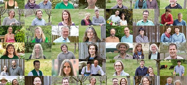 KI generiert: Das Bild zeigt ein Mosaik von Menschen in einer ländlichen Umgebung. Es enthält keinen Text.