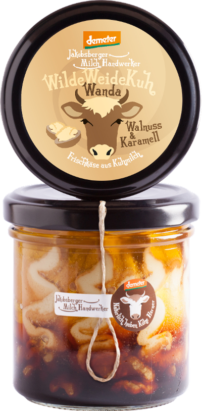 Produktfoto zu Frischkäse "WildeWeideKuh Wanda" Walnuss-Karamell