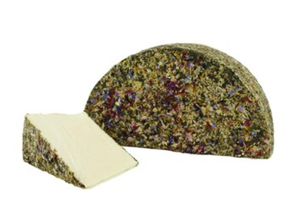 Produktfoto zu Feine Blüte - Heumilchkäse mit buntem Blütenpotpourri