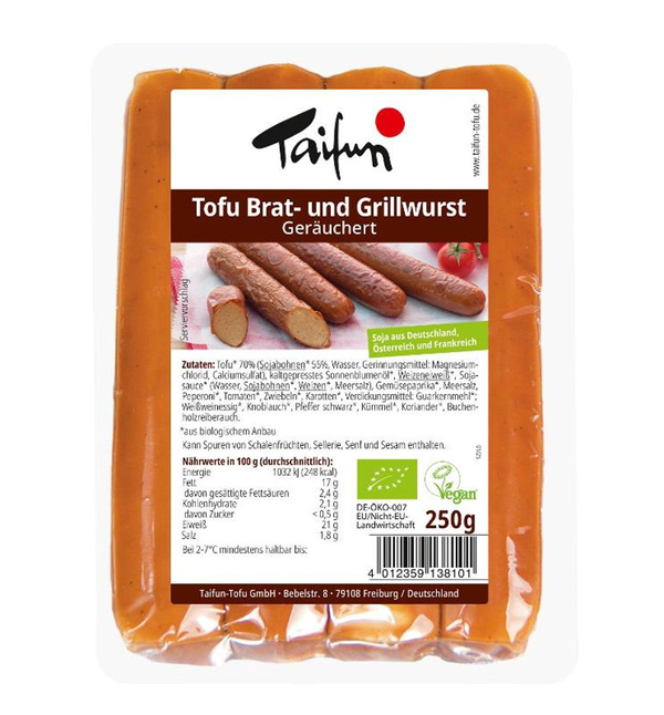 Produktfoto zu Tofu Brat-und Grillwurst geräuchert (ehem. Räucherknacker)