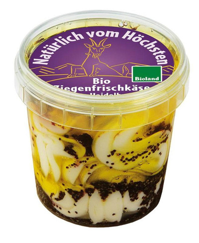 Produktfoto zu Ziegen Frischkäse Mohn Heidelbeere