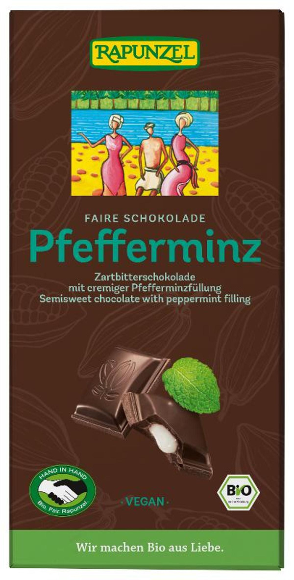Produktfoto zu Zartbitterschokolade mit cremiger Pfefferminzfüllung