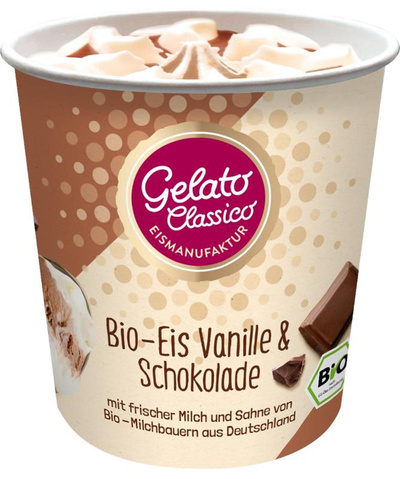 Produktfoto zu Vanilleeis mit Schokosauce