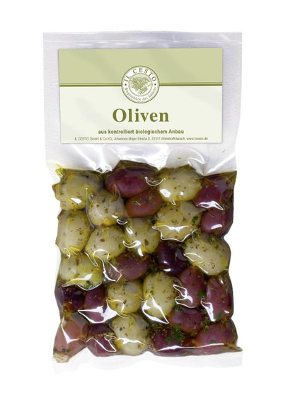 Produktfoto zu Olivenmix mariniert - Rohkostqualität mit Stein