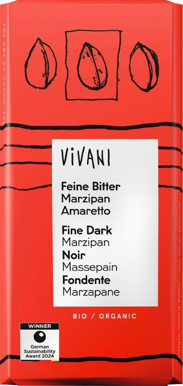 Produktfoto zu Schokolade Feine Bitter Marzipan Amaretto - Winner 'German Sustainability Award 2024'