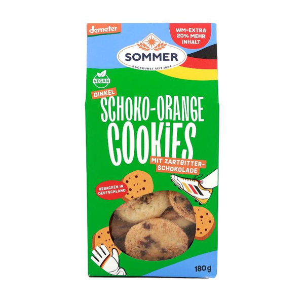 Produktfoto zu NEU: Dinkel Schoko Orange Cookies - Sondergröße WM Extra + 20 % mehr Inhalt!