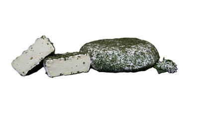 Produktfoto zu Kolsasser Bärlauch - weißer Korbkäse aus Heumilch