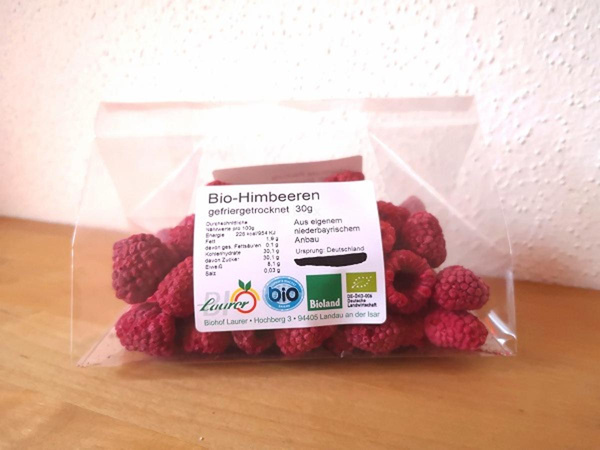Produktfoto zu Himbeeren gefriergetrocknet aus Niederbayern