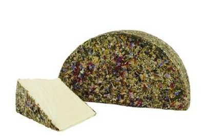 Produktfoto zu Feine Blüte - Heumilchkäse mit buntem Blütenpotpourri