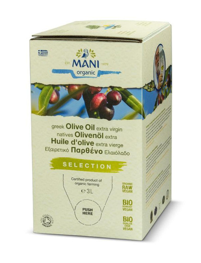 Produktfoto zu NEU: Olivenöl Mani Nativ Extra Selection - 3 Liter Bag-In-Box - erneut im Preis gesenkt: statt ursprünglich 71,50 €