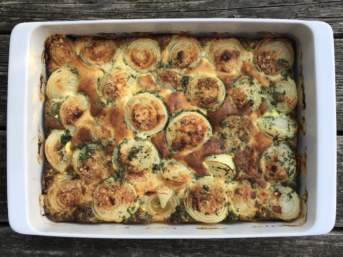 Rezeptbild für Überbackene Zwiebeln