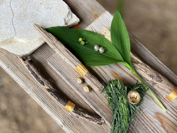 KI-generierte Beschreibung: Hauptinhalt des Bildes: Frische Kräuter und Gemüse auf Holzbrett.