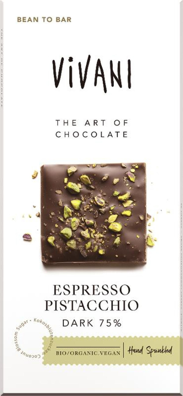 Produktfoto zu Schokolade Espresso Pistacchio Dark