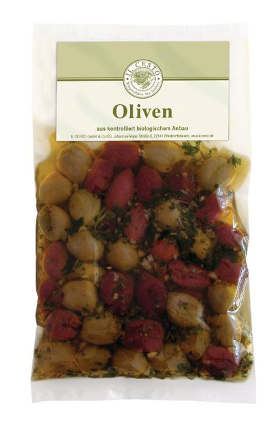 Produktfoto zu Olivenmix mariniert - Rohkostqualität mit Stein