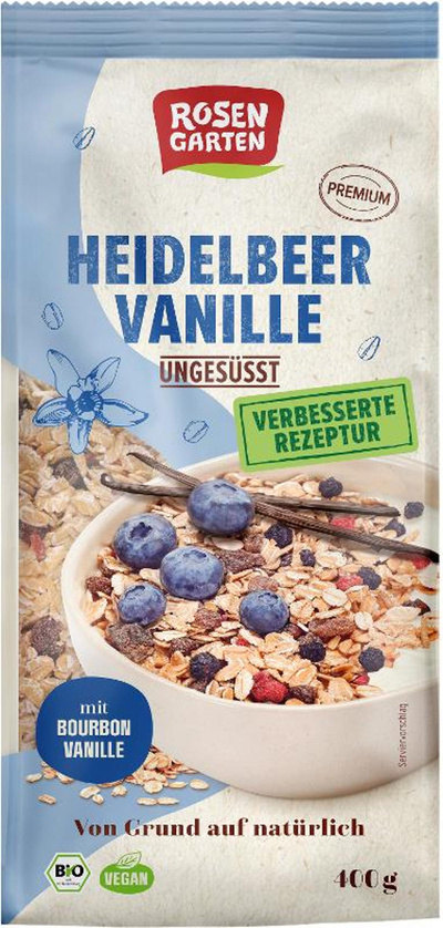 Produktfoto zu NEU: Müsli Heidelbeer Vanille ungesüßt